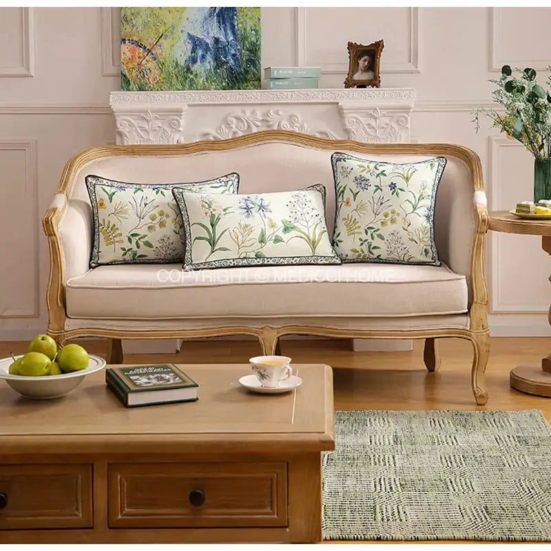 Botanical leaf watercolor linen lumbar pillowcase bedroom decor