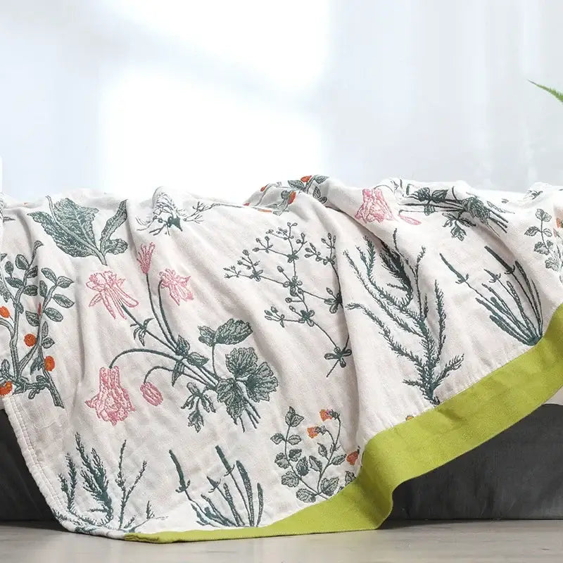 Botanical off-white decorbites cotton leisure blanket bedroom bedspread