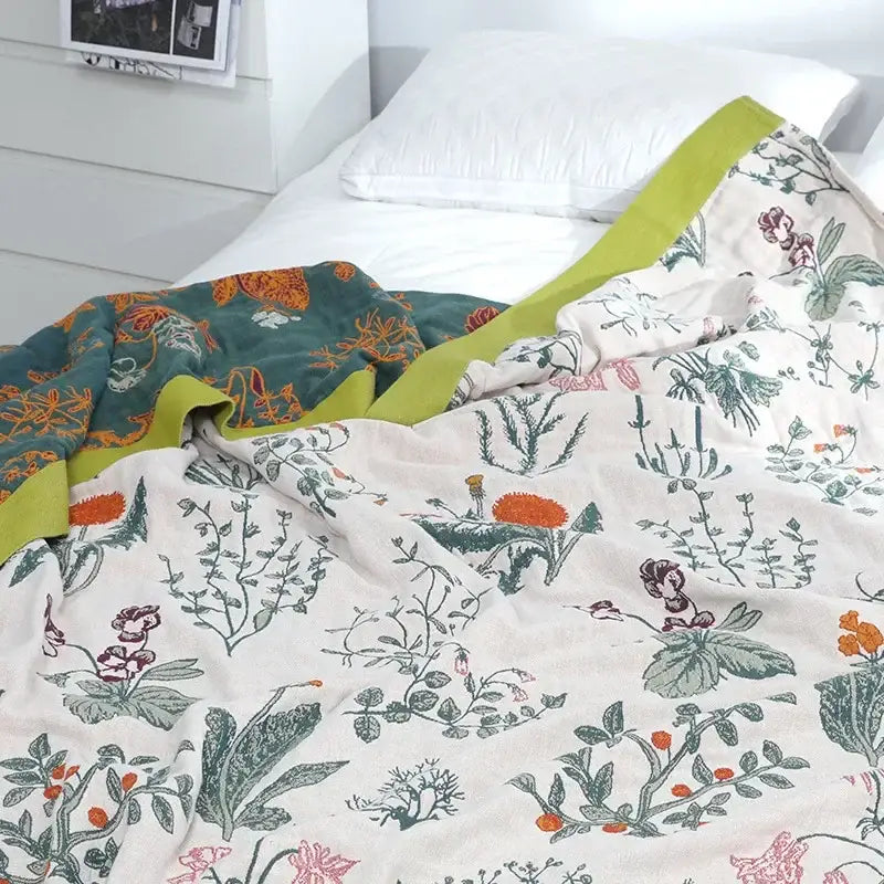 Botanical off-white decorbites cotton leisure blanket bedroom bedspread