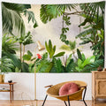 Botanical palm leaf green tapestry tropical living room wall art