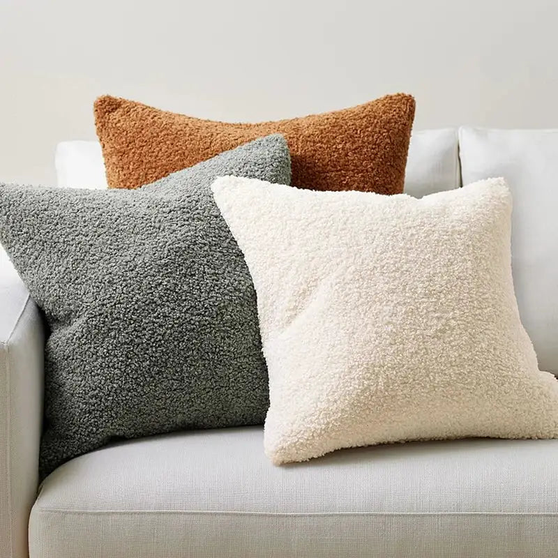 DecorBites™ Boucle Teddy Throw Pillow Case Set of 2