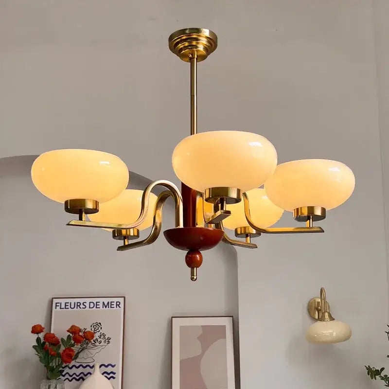 DecorBites™ Cream Glass Pendant Chandelier for Home Decor