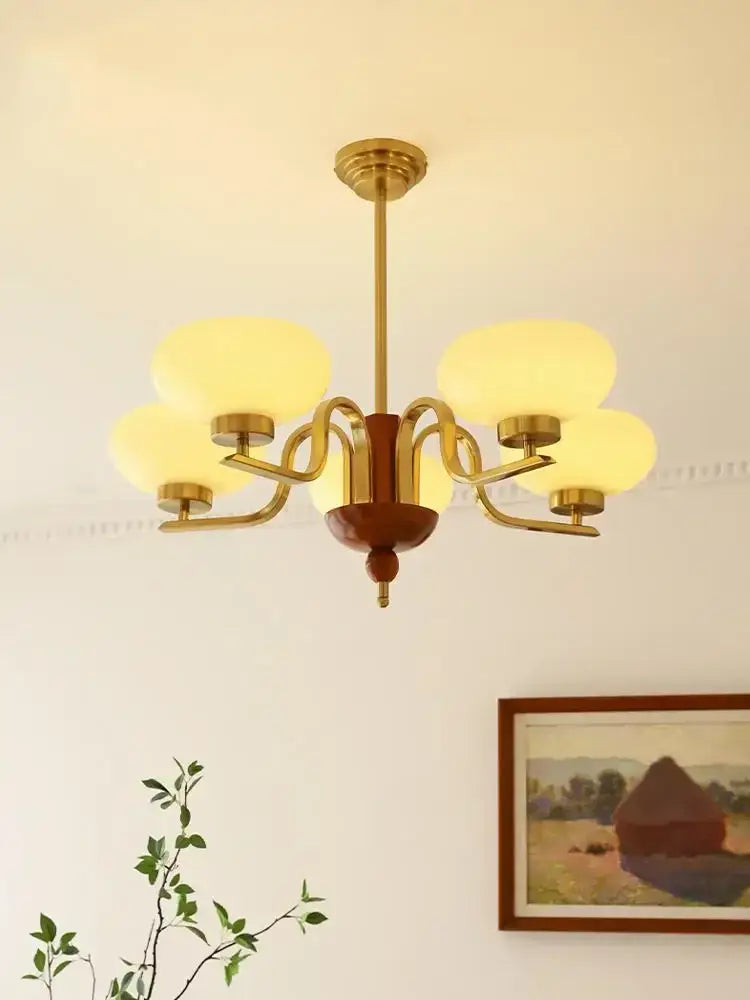 DecorBites™ Cream Glass Pendant Chandelier for Home Decor