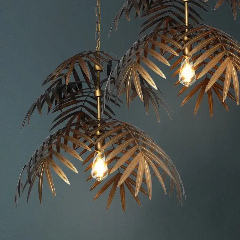 DecorBites™ Boho Coconut Leaf Chandelier: Coastal Tree Light for Loft, Restaurant, Island