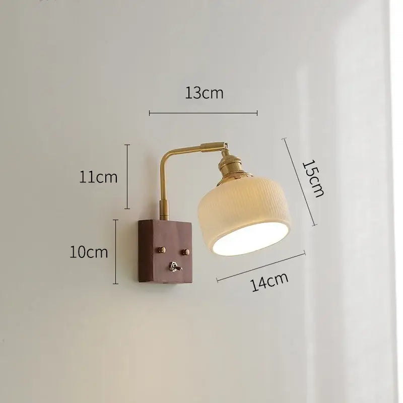 Brass ceramic ball led wall light with yellow globe for living room