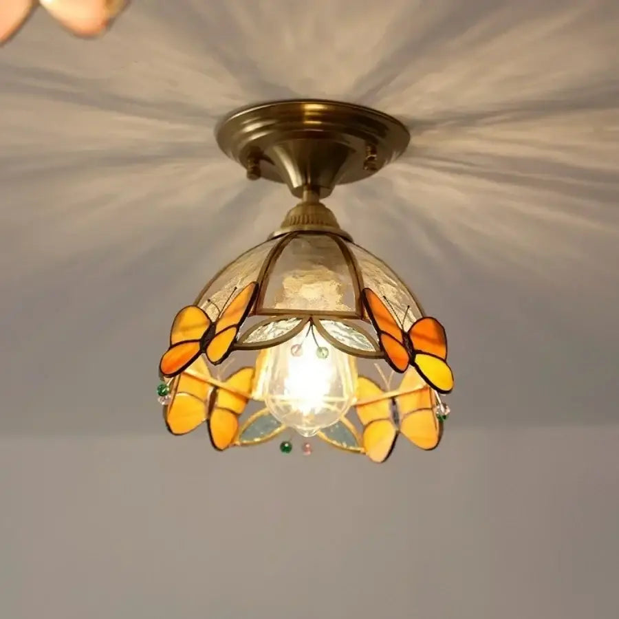 DecorBites™ Butterfly Glass LED Ceiling Light - Copper Socket, Creative Bedroom Decor