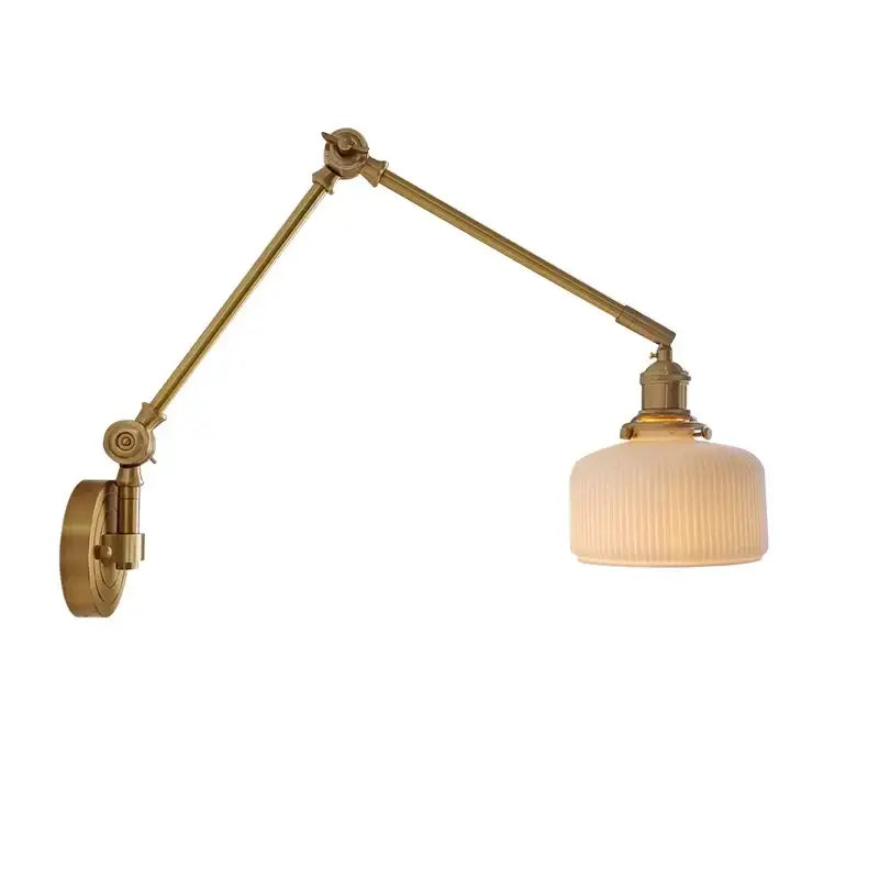 Brass ribbed glass ceramic copper led wall lamp bedroom sconce