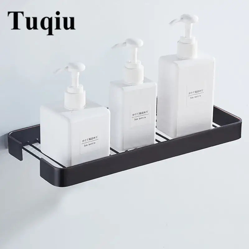 DecorBites™ Brass Square Bathroom Shower Rack Wall Mounted Corner Shelf