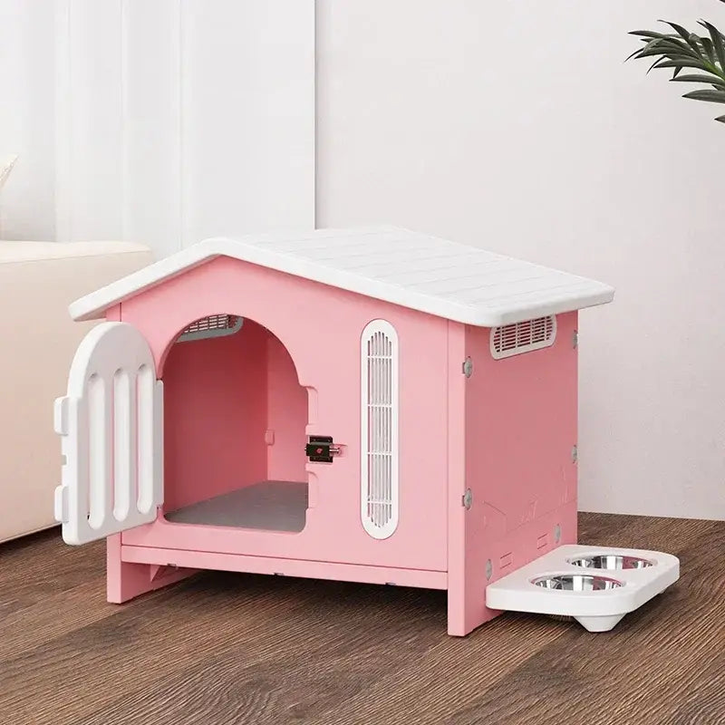 Breathable four seasons dog house with feeding tray – living room