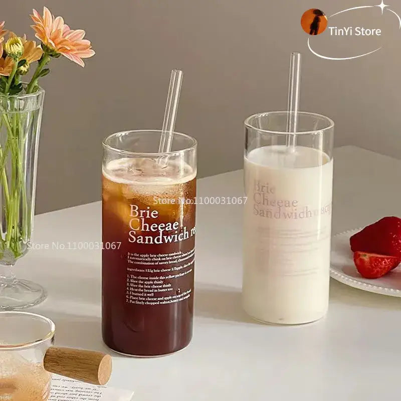 Brie cheese sandwich printed glass coffee mug kitchen cup with straw