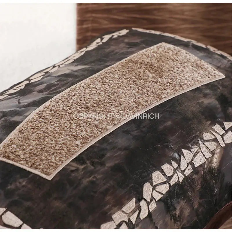 DecorBites™ Brighton Cross Stitch Faux Leather Cushion Cover 45x45cm Brown