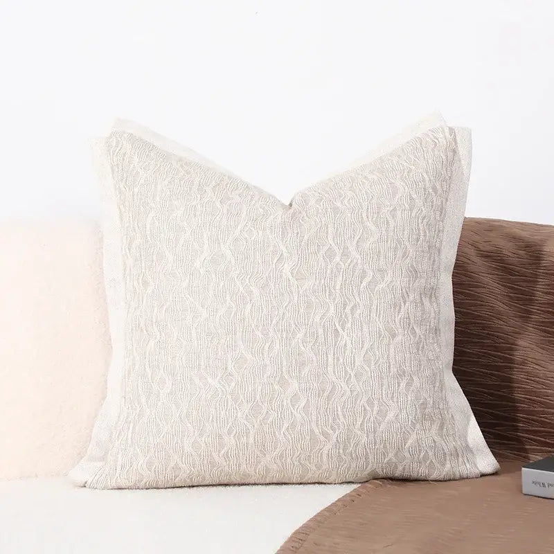 DecorBites™ Brighton Cross Stitch Faux Leather Cushion Cover 45x45cm Brown