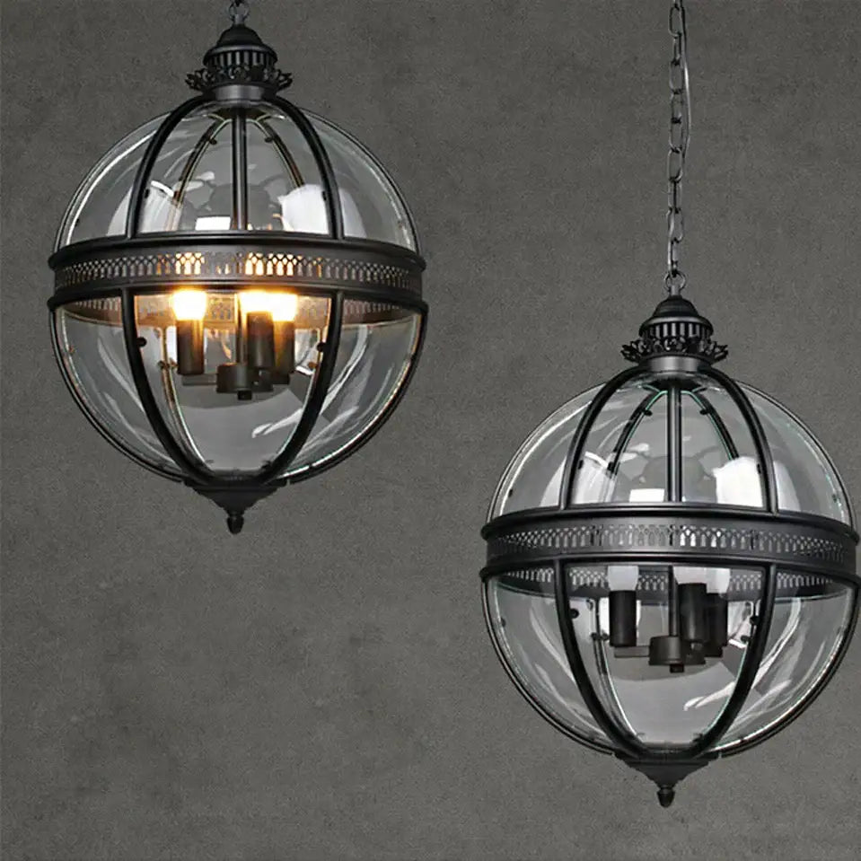 DecorBites™ Bronze Black Glass Globe Chandelier for Foyer