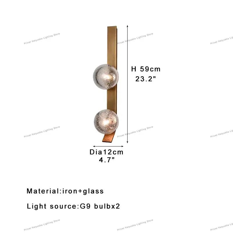Bronze bubble glass wall sconce lamps bedroom pair