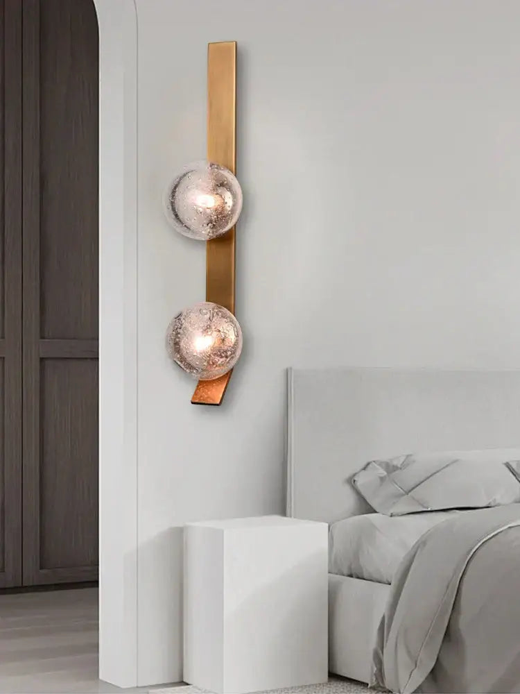 Bronze bubble glass wall sconce lamps bedroom pair