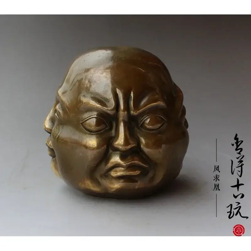 Bronze polished buddha head statue living room serene decor
