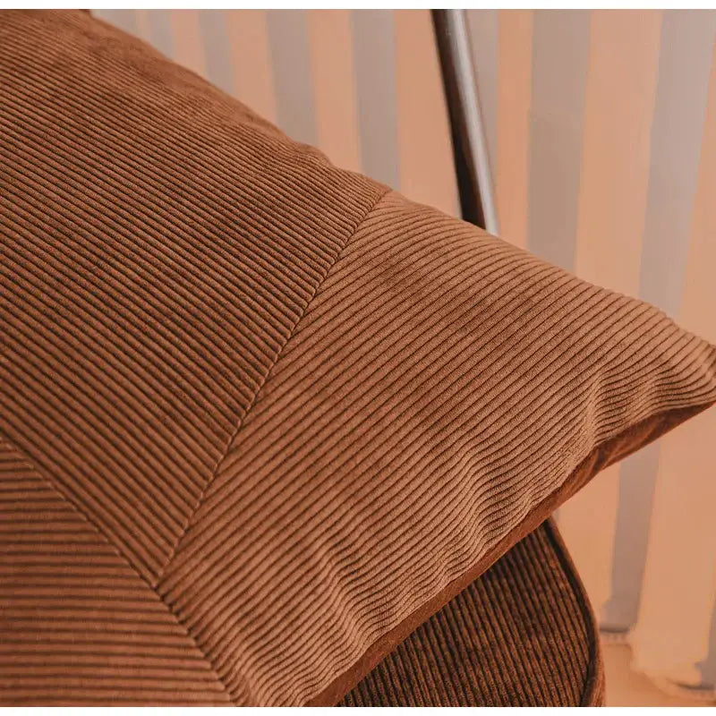 DecorBites™ Brown Corduroy Patchwork Cushion Cover 50x50cm Modern Luxury Pillow Case