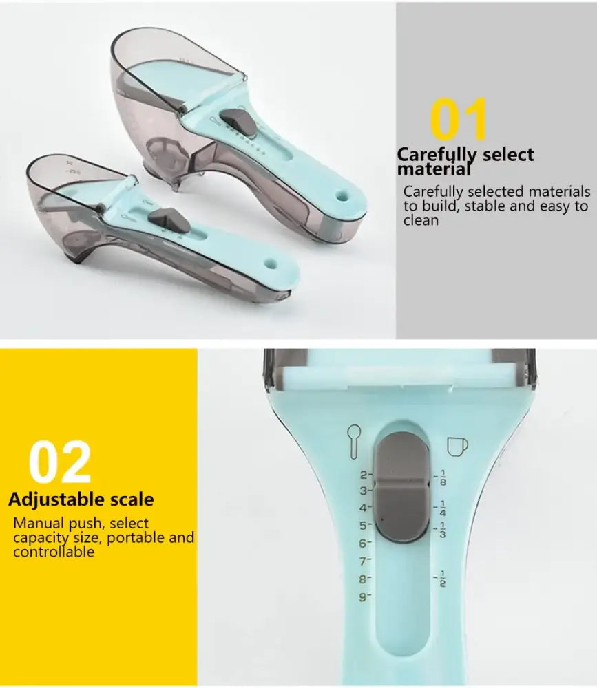 DecorBites™ 2-Piece Adjustable Measuring Cups and Spoons Set | Versatile Kitchen Scoops