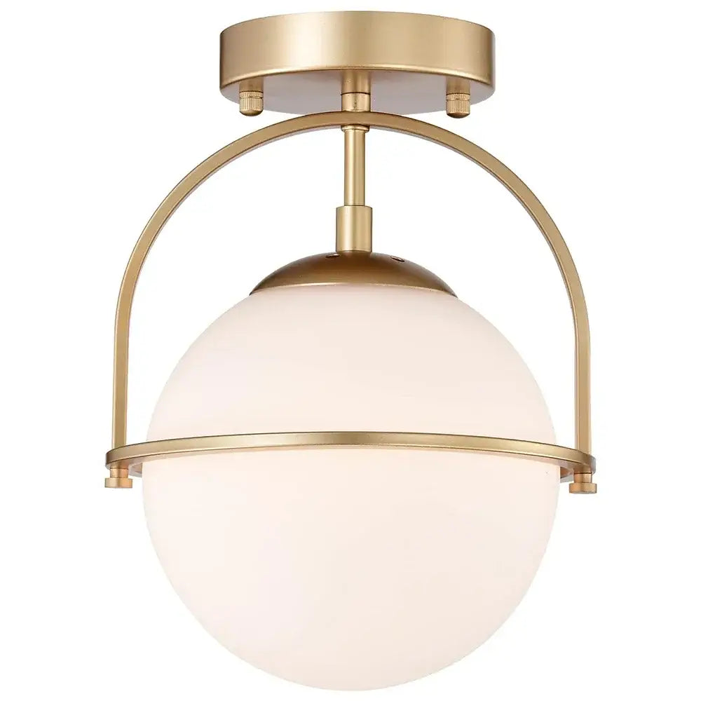 Brushed brass glass ball ceiling light for living room