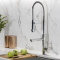 Brushed gold & black flexible spring spout kitchen faucet