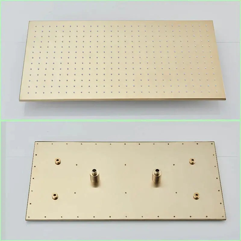 DecorBites™ Brushed Gold LED Thermostatic Shower Faucet Set with Ceiling Rainfall Shower Head