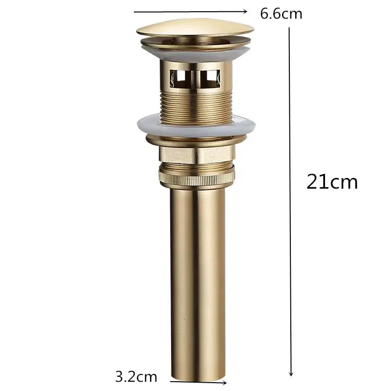 DecorBites™ Brushed Gold Pop-Up Drain Stopper for Bathroom Sink Vessel Vanity