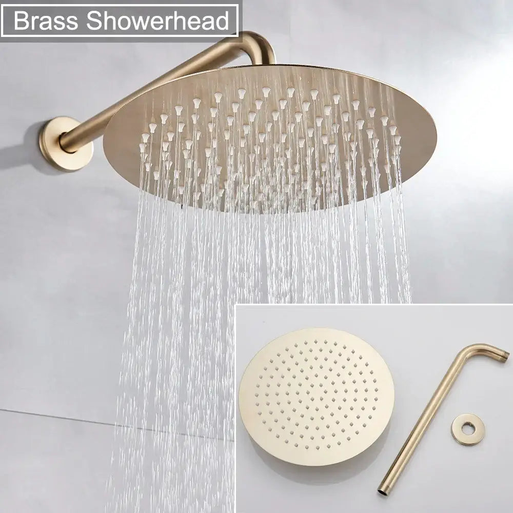 DecorBites™ Brushed Gold Shower Faucet Set: Wall Mount Rotate Tub Spout, Rainfall Head Mixer Tap
