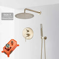 DecorBites™ Brushed Gold Shower Faucet Set: Wall Mount Rotate Tub Spout, Rainfall Head Mixer Tap