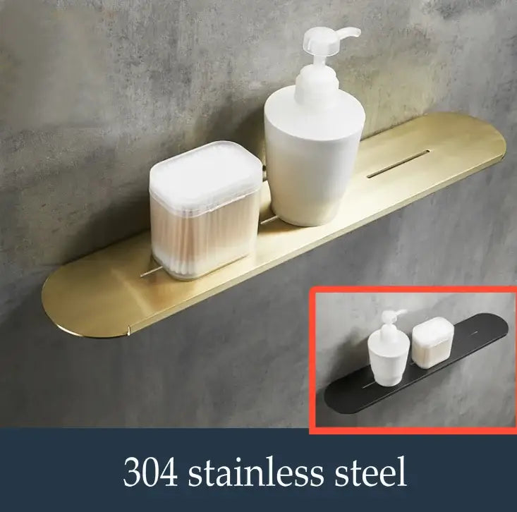DecorBites™ Brushed Gold Bathroom Storage Rack - Mirror Front Toiletries Organizer
