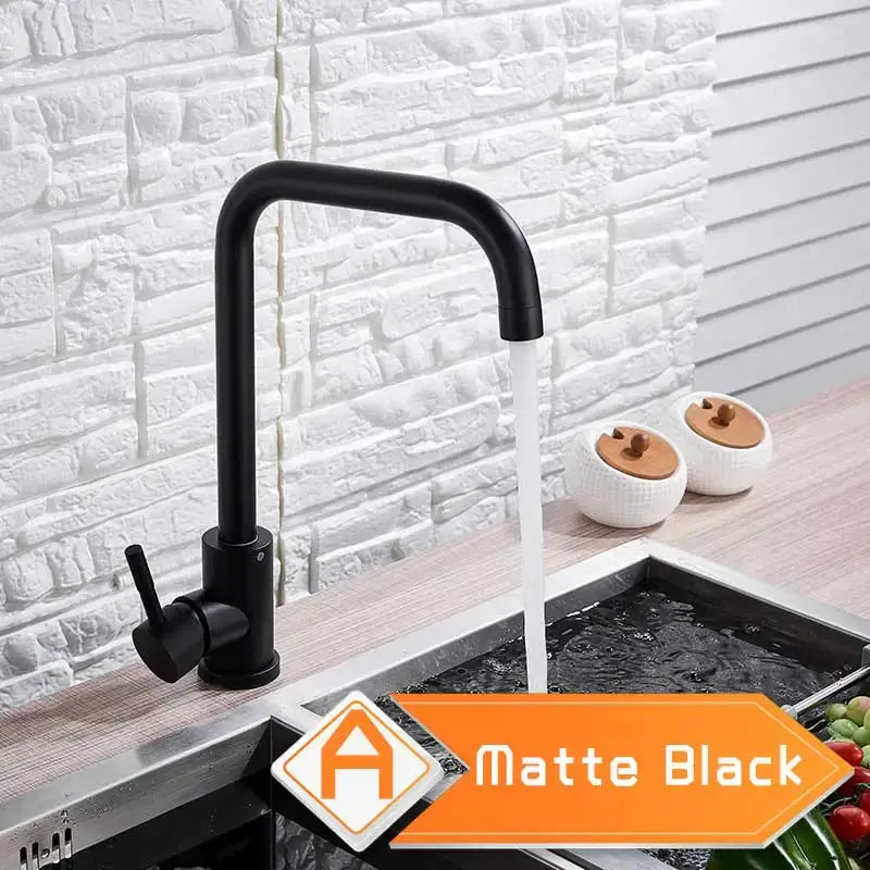 DecorBites™ Brushed Nickel Kitchen Faucet Swivel Spout Single Lever Mixer Tap