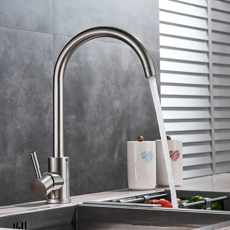 DecorBites™ Brushed Nickel Kitchen Faucet Swivel Spout Single Lever Mixer Tap
