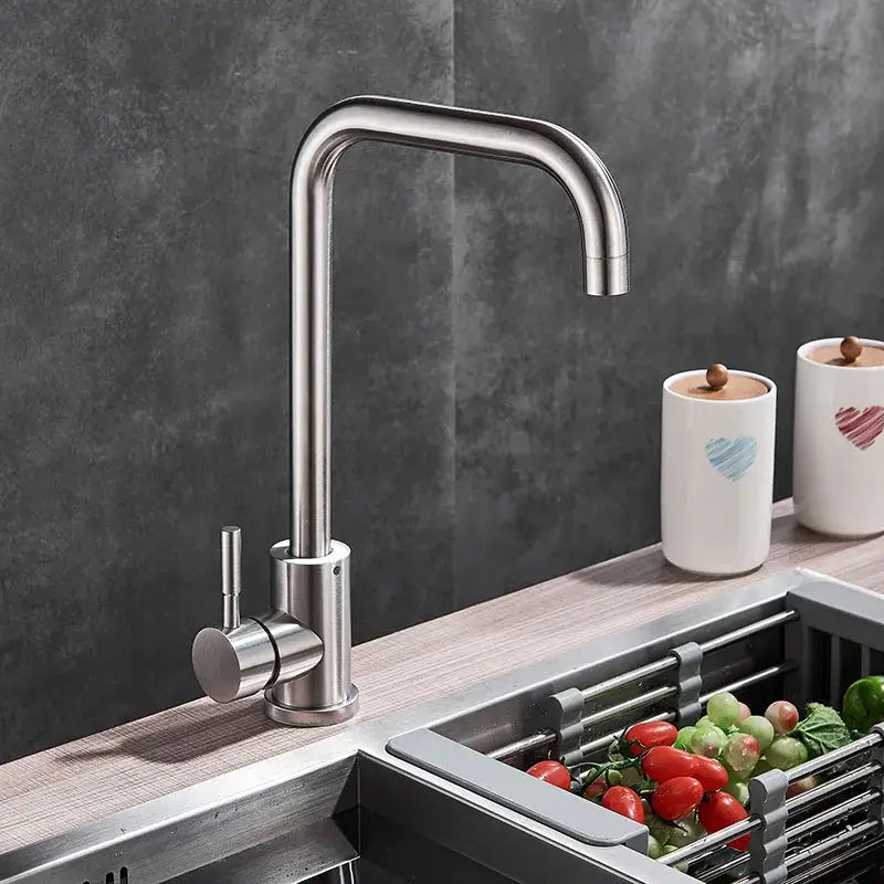 DecorBites™ Brushed Nickel Kitchen Faucet Swivel Spout Single Lever Mixer Tap