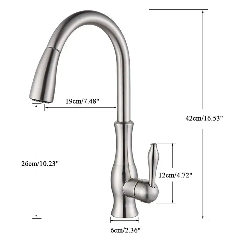 DecorBites™ Brushed Nickel Kitchen Faucet Pull Out Single Handle Mixer Tap