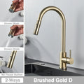 Brushed nickel pull out kitchen faucet with arched spray head