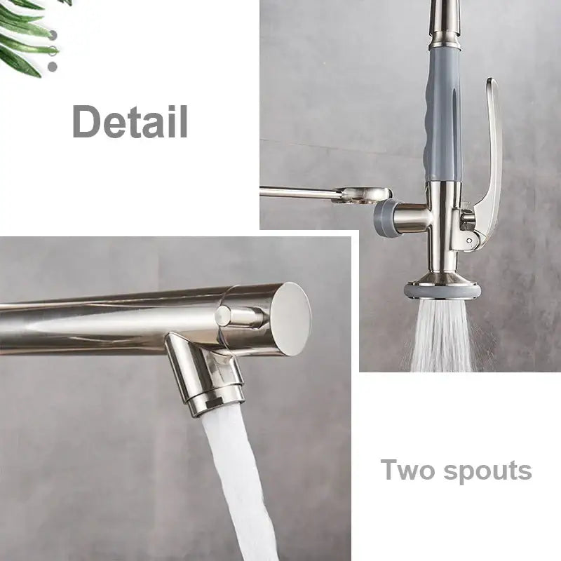 DecorBites™ Brushed Nickel Spring Kitchen Faucet Single Handle 360 Rotation Mixer Tap