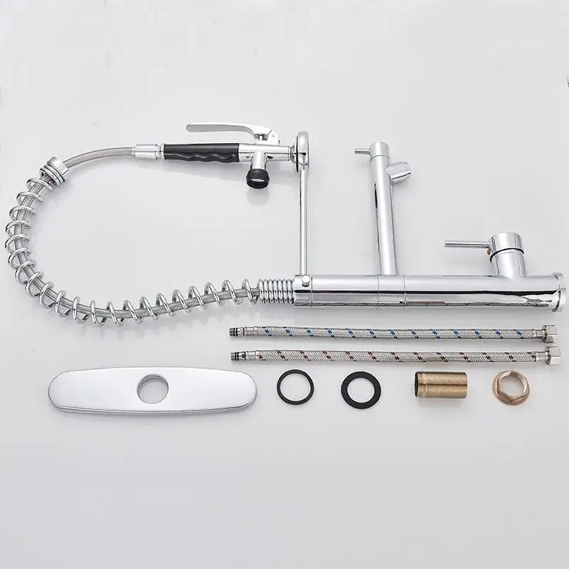 DecorBites™ Brushed Nickel Spring Kitchen Faucet Single Handle 360 Rotation Mixer Tap
