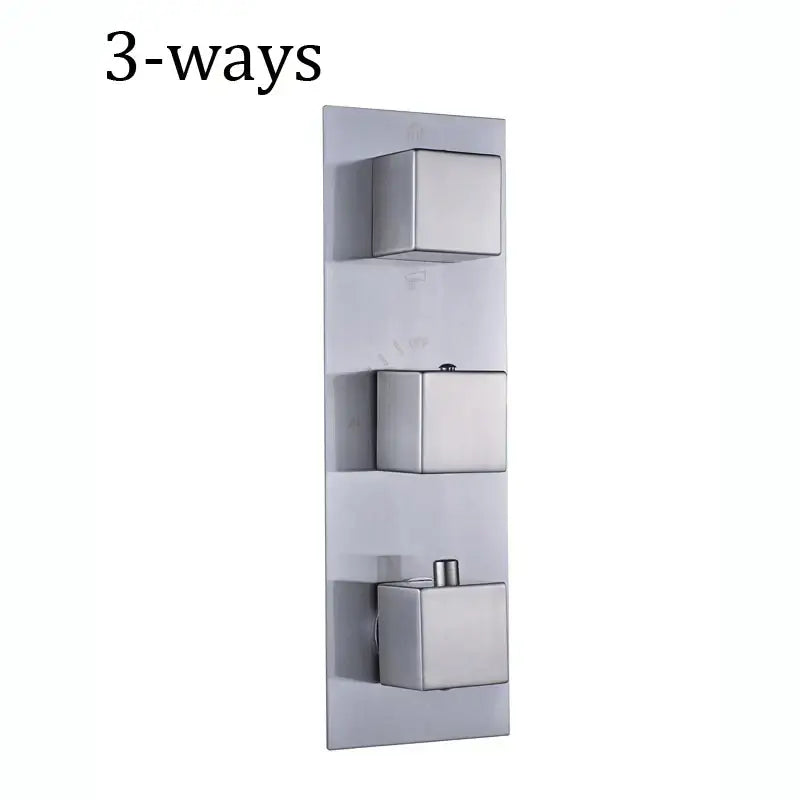 DecorBites™ Brushed Nickel Thermostatic Mixer Valve for Three Handle Shower Control