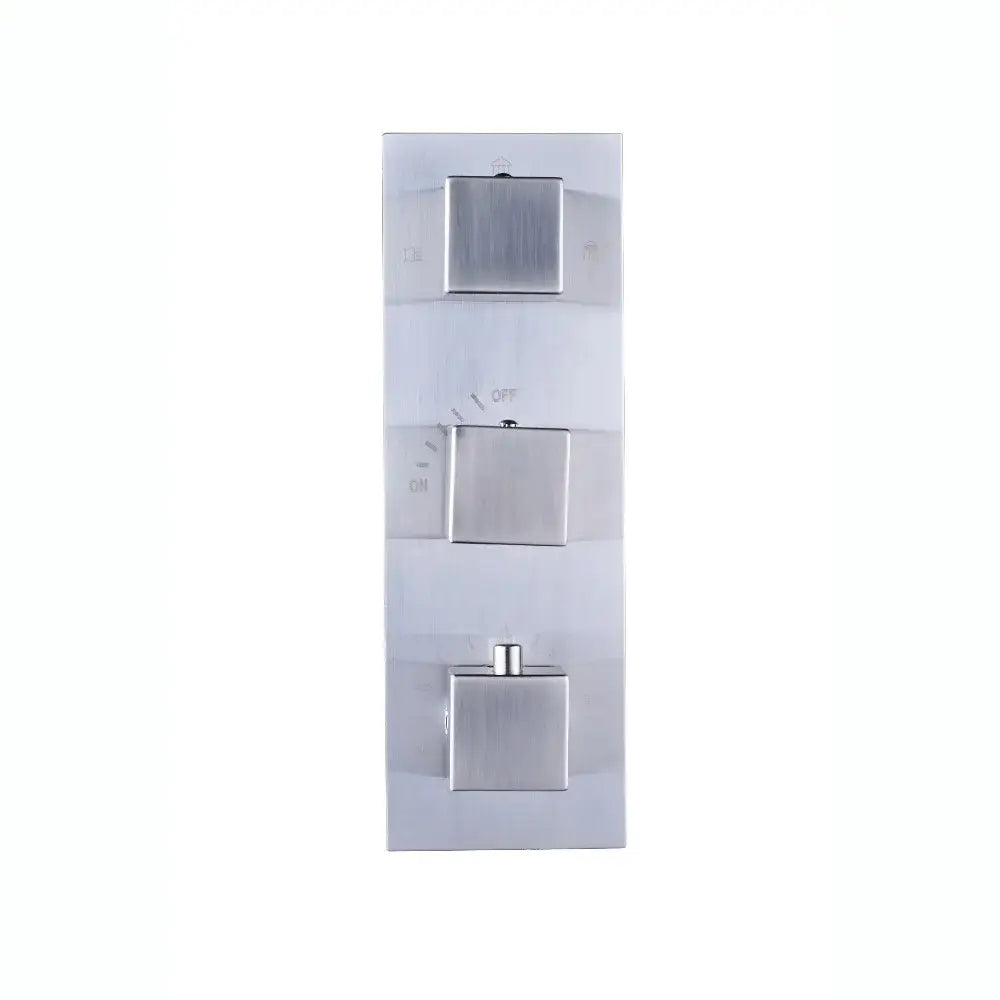 DecorBites™ Brushed Nickel Thermostatic Mixer Valve for Three Handle Shower Control