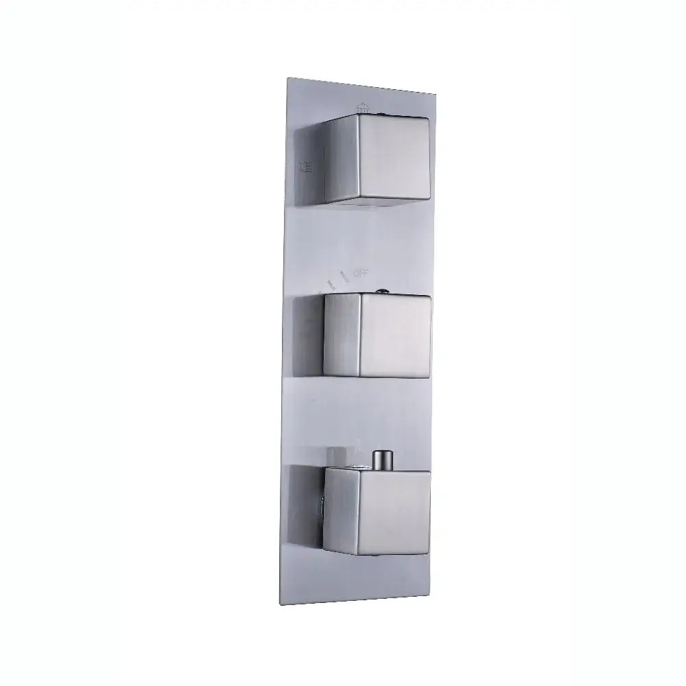 DecorBites™ Brushed Nickel Thermostatic Mixer Valve for Three Handle Shower Control