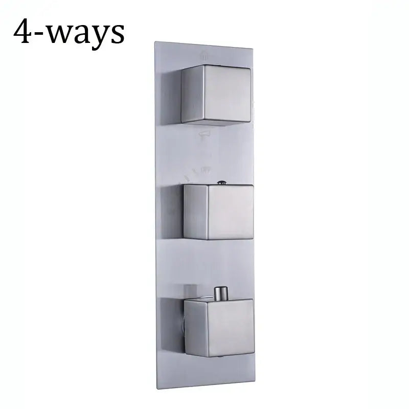 DecorBites™ Brushed Nickel Thermostatic Mixer Valve for Three Handle Shower Control