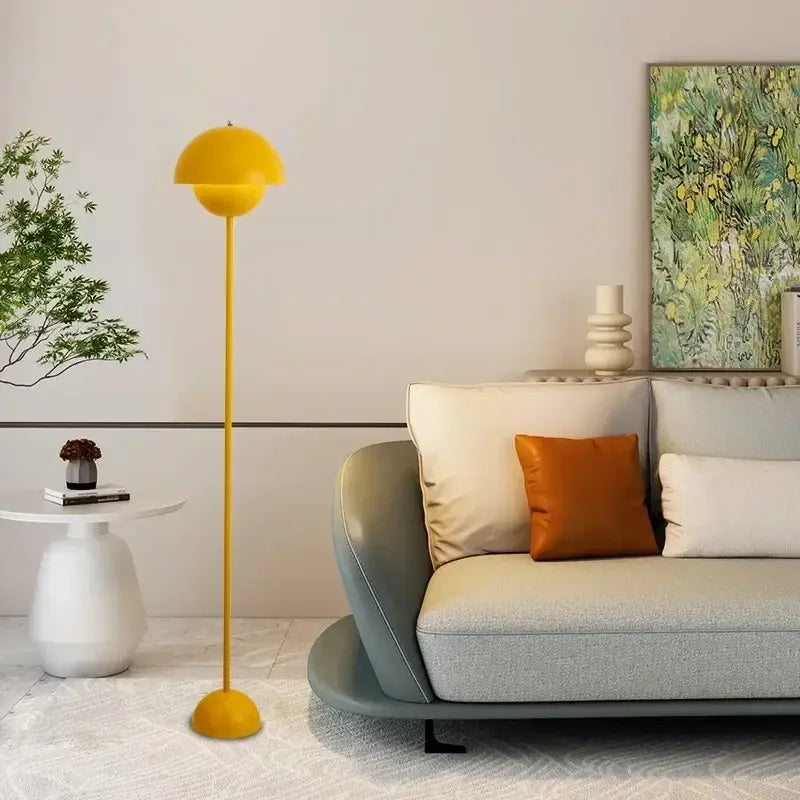Burgundy bud floor lamp flower shade bedroom light