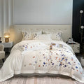 Butterfly embroidery white cotton bedding set – bedroom decor