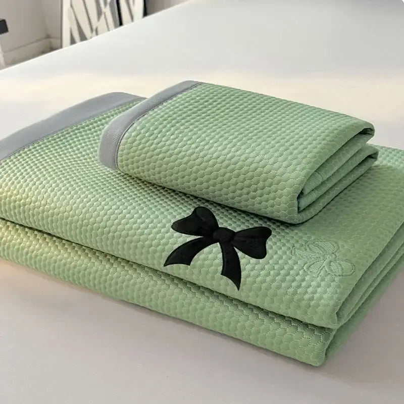 DecorBites™ Butterfly Knot Jacquard Ice Bean Cool Mat 2Pcs Set - Soft, Breathable Summer Cushion