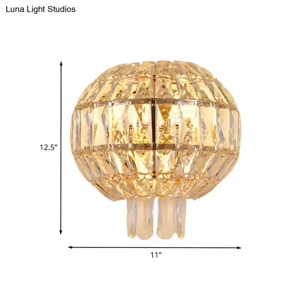 Butterfly tiered gold finish crystal wall sconce bedroom light