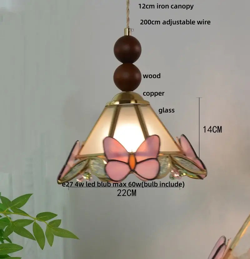DecorBites™ Butterfly Tiffany Glass Pendant Lamp Modern Nordic LED Hanging Light