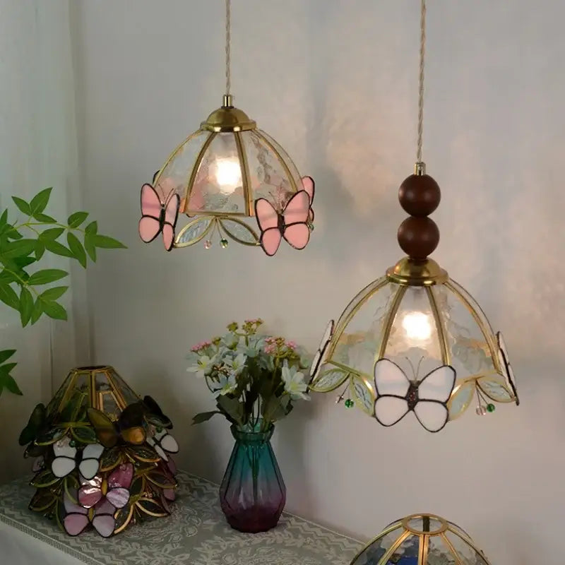 DecorBites™ Butterfly Tiffany Glass Pendant Lamp Modern Nordic LED Hanging Light