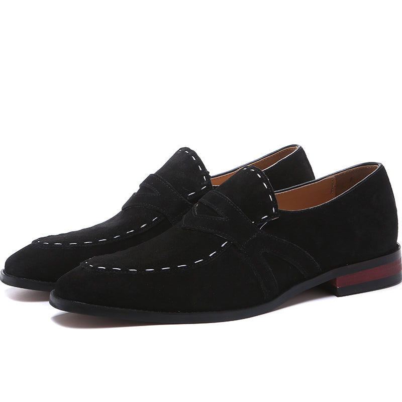 Pointed Toe Frosted Leather Shoes