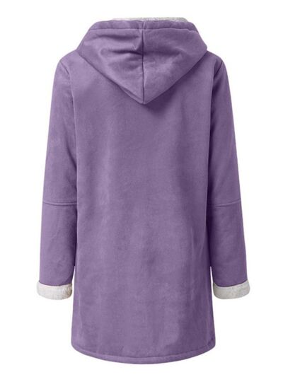 Full Size Pocketed Long Sleeve Hooded Toggle Jacket – Stylish & Functional Outerwear for Women