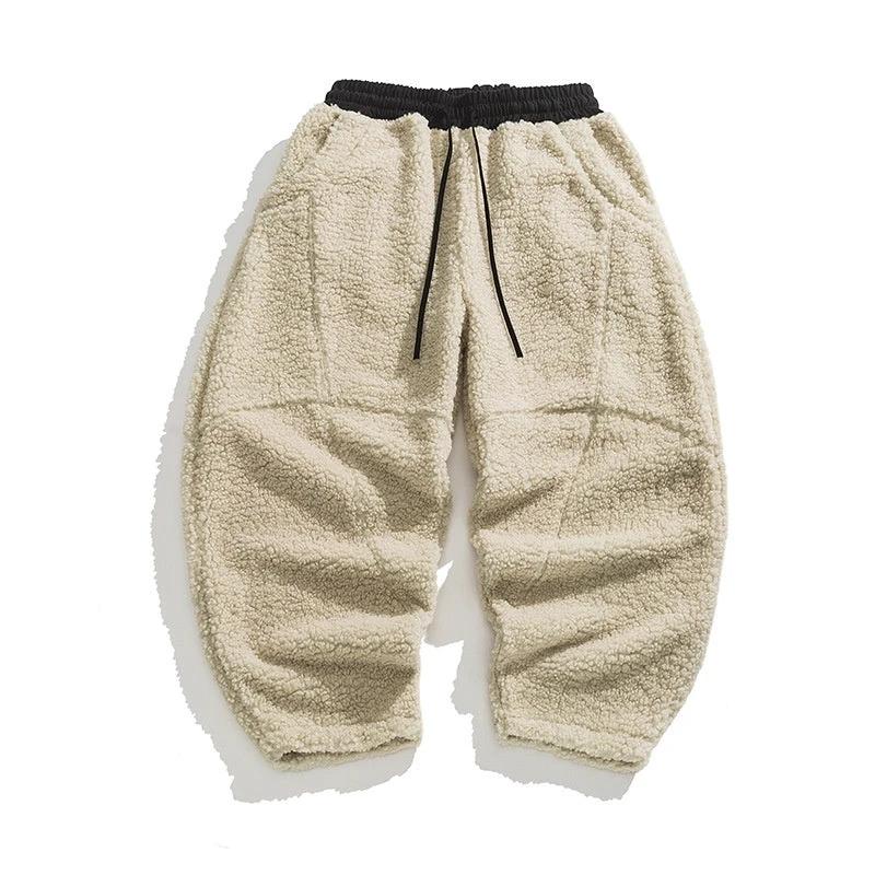 Men's Lamb Wool Solid Color Fleece Sweatpants