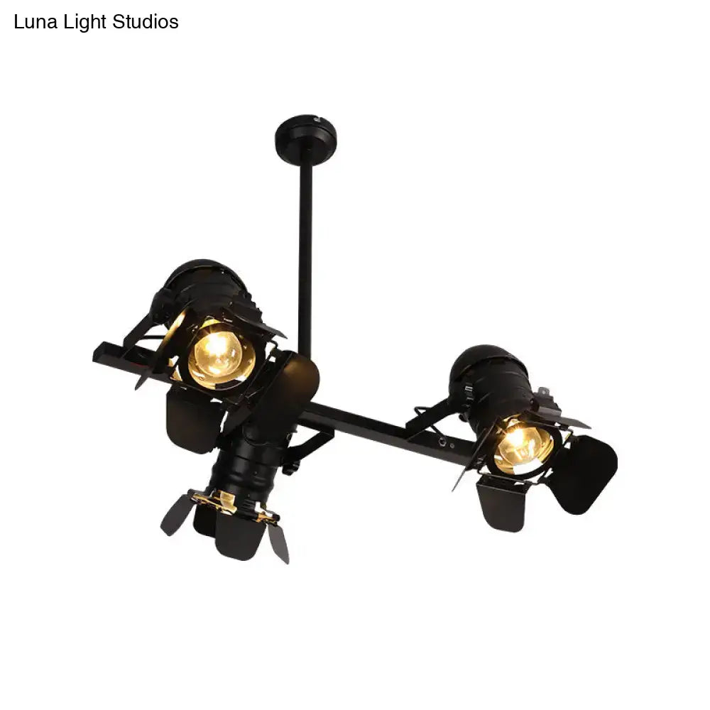 Industrial art deco black finish camera projector chandelier dining room